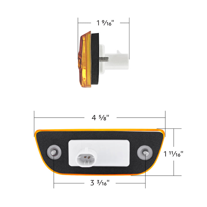 3 LED Cab Light For 2013-2021 Peterbilt 579 &amp; Kenworth T680/T770/T880 -Amber LED/Lens