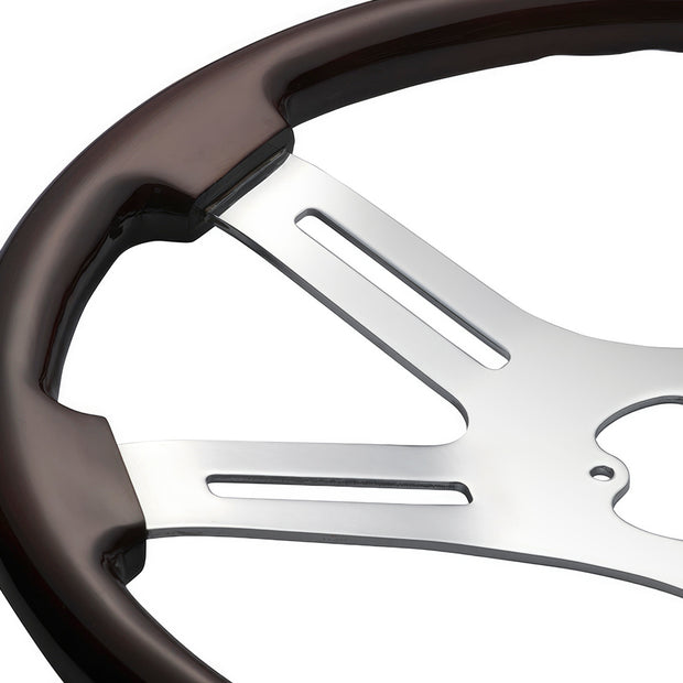 18" 4 Spoke Steering Wheel With Chrome Horn Bezel And Horn Button
