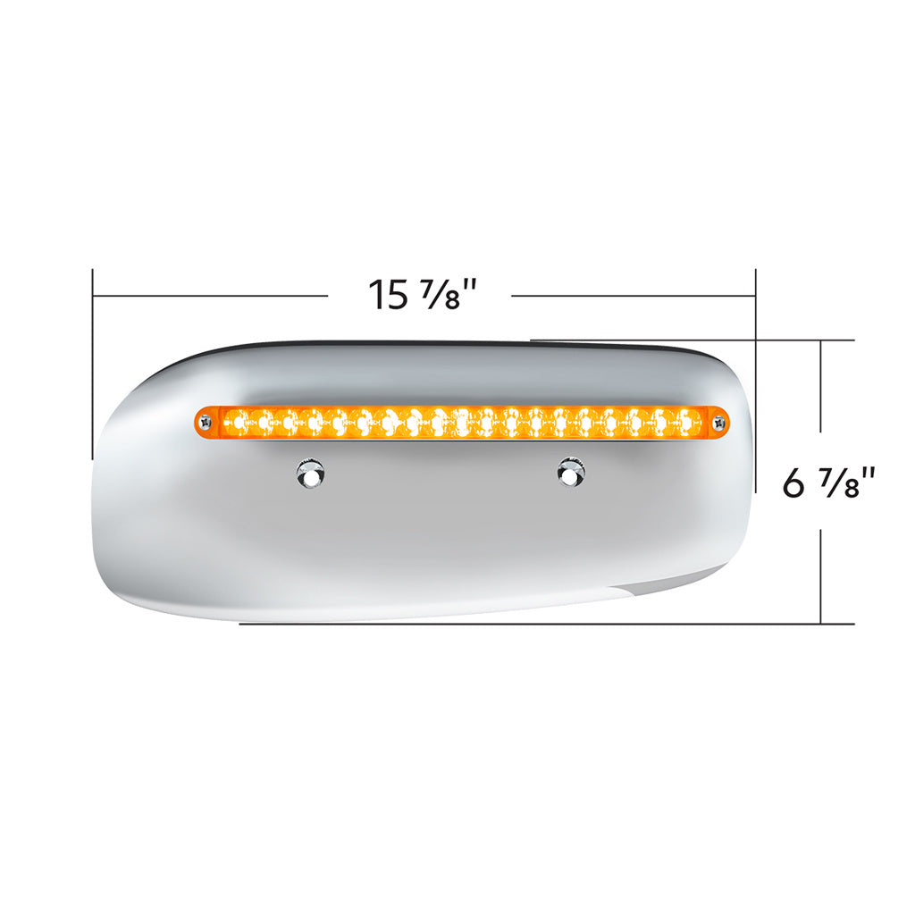 19 LED Rear Headlight Housing Cover For 2008-2023 Peterbilt 389 (Passenger)-Amber LED/Lens