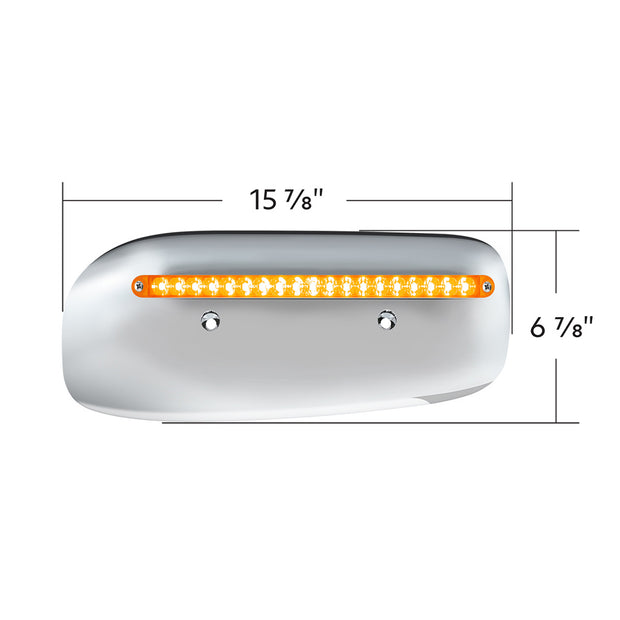 19 LED Rear Headlight Housing Cover For 2008-2023 Peterbilt 389 (Passenger)-Amber LED/Lens