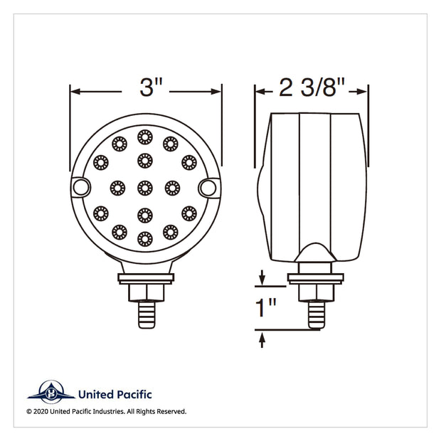 15 LED 3" Reflector Single Face Light - Amber LED/Amber Lens
