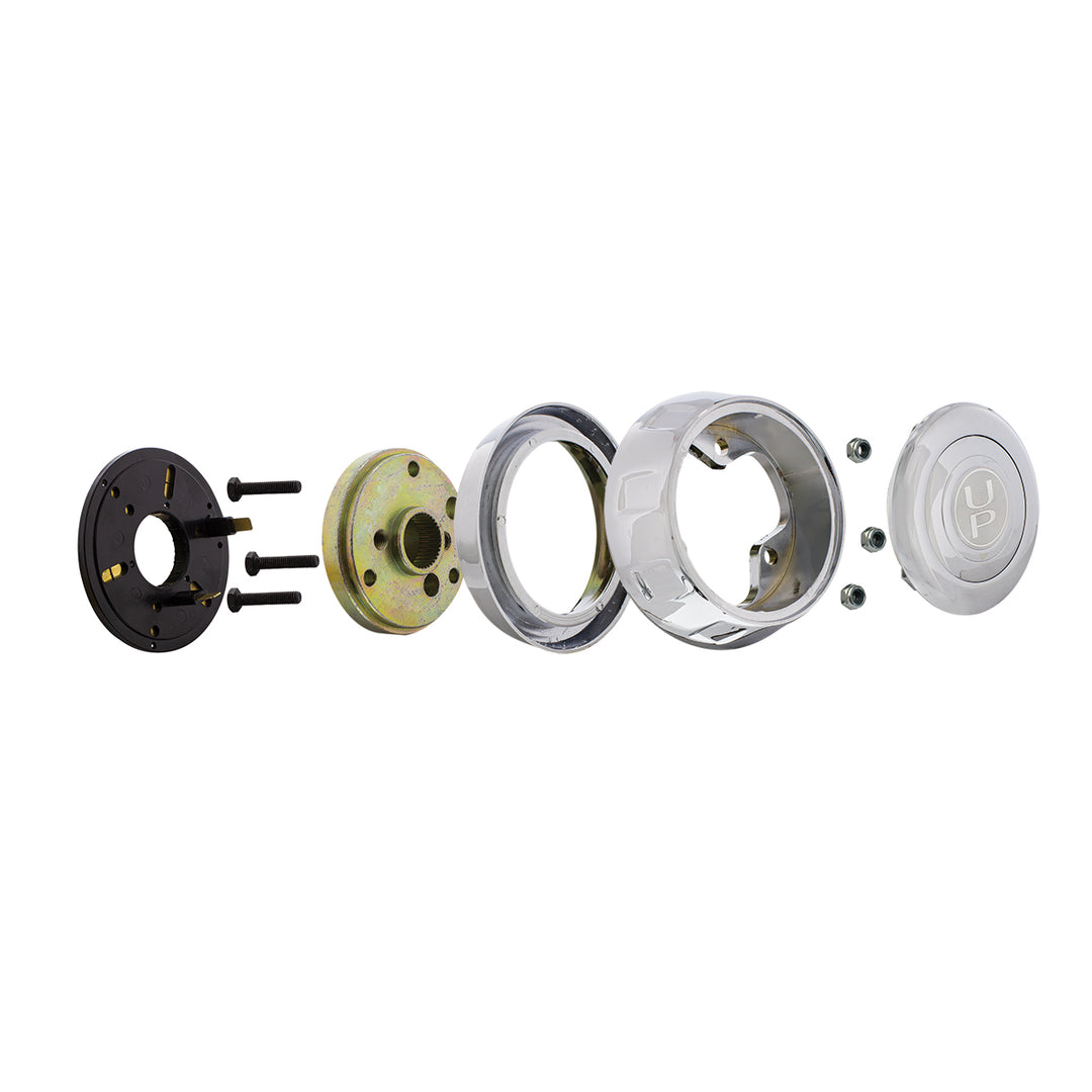 Chrome Steering Wheel Hub &amp; Horn Button Kit For 1997-2001 Kenworth Trucks