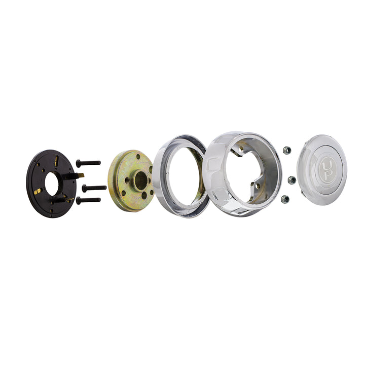 Chrome Steering Wheel Hub &amp; Horn Button Kit For 1997-2001 Kenworth Trucks