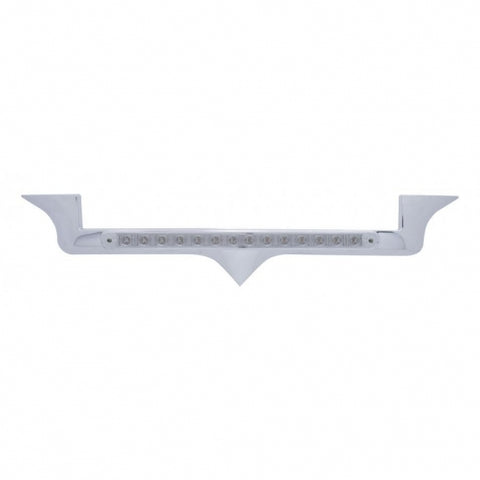 Chrome Hood Emblem Trim With 14 LED Light Bar For Kenworth - Amber LED/Clear Lens