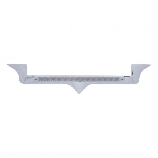 Chrome Hood Emblem Trim With 14 LED Light Bar For Kenworth - Amber LED/Clear Lens
