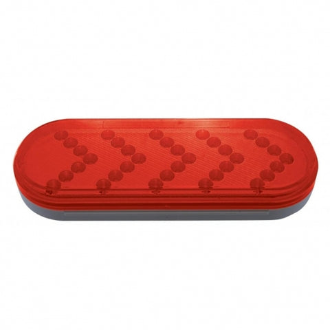 35 LED 6" Oval Sequential Turn Signal Light - Red LED/Red Lens