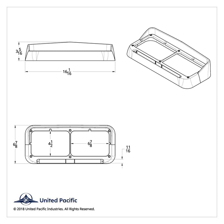 Rectangular Dual Headlight Bezel With Visor And LED Sequential Light Bar (Driver) - Amber LED/Amber Lens