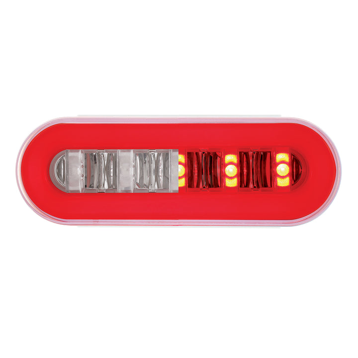 22 LED 6" Oval GloLight With Divider Bar Inner Design (Stop, Turn &amp; Tail) - Red LED/Red Insert (Card)