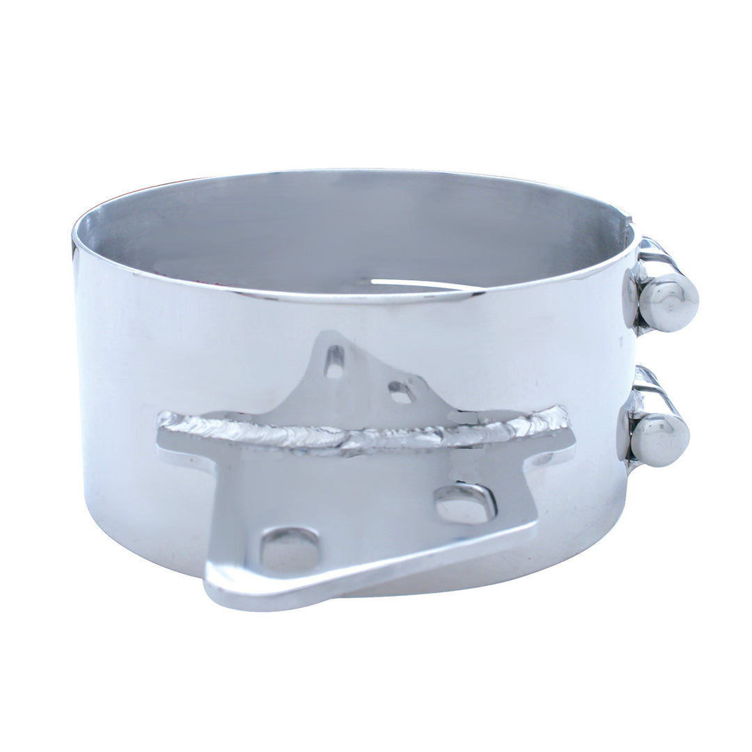 7" Stainless Butt Joint Exhaust Clamp - Angled Bracket