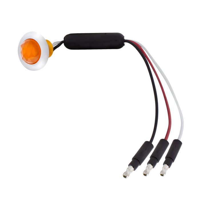 3 LED Dual Function 3/4" Mini Light (Clearance/Marker) With Faceted Crystal Lens-Amber LED/Amber Lens