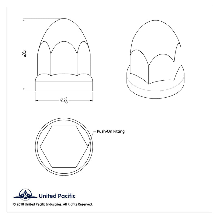 1-1/2" x 2-3/4" Chrome Plastic Bullet Nut Covers With Flange - Push-On (20-Pack)
