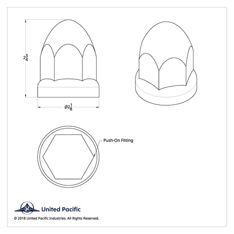 1-1/2" x 2-3/4" Chrome Plastic Bullet Nut Covers With Flange - Push-On (20-Pack)