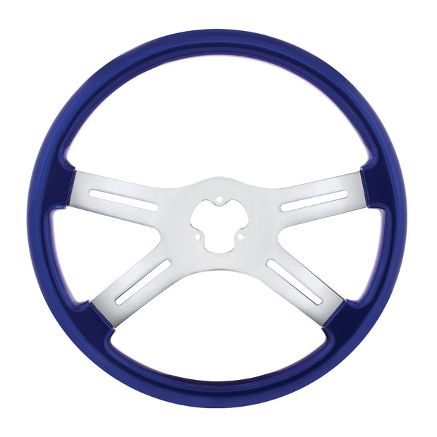 18" Vibrant Color 4 Spoke Steering Wheel - Indigo Blue