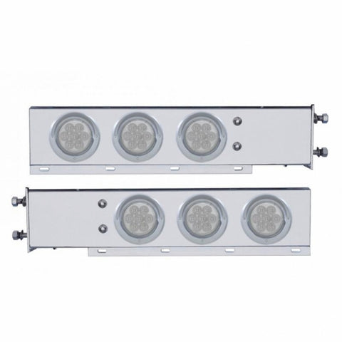 2-1/2" Bolt Pattern SS Spring Loaded Bar With 6X 4" 7 LED Lights & Visors -Red LED/Clear Lens (Pair)