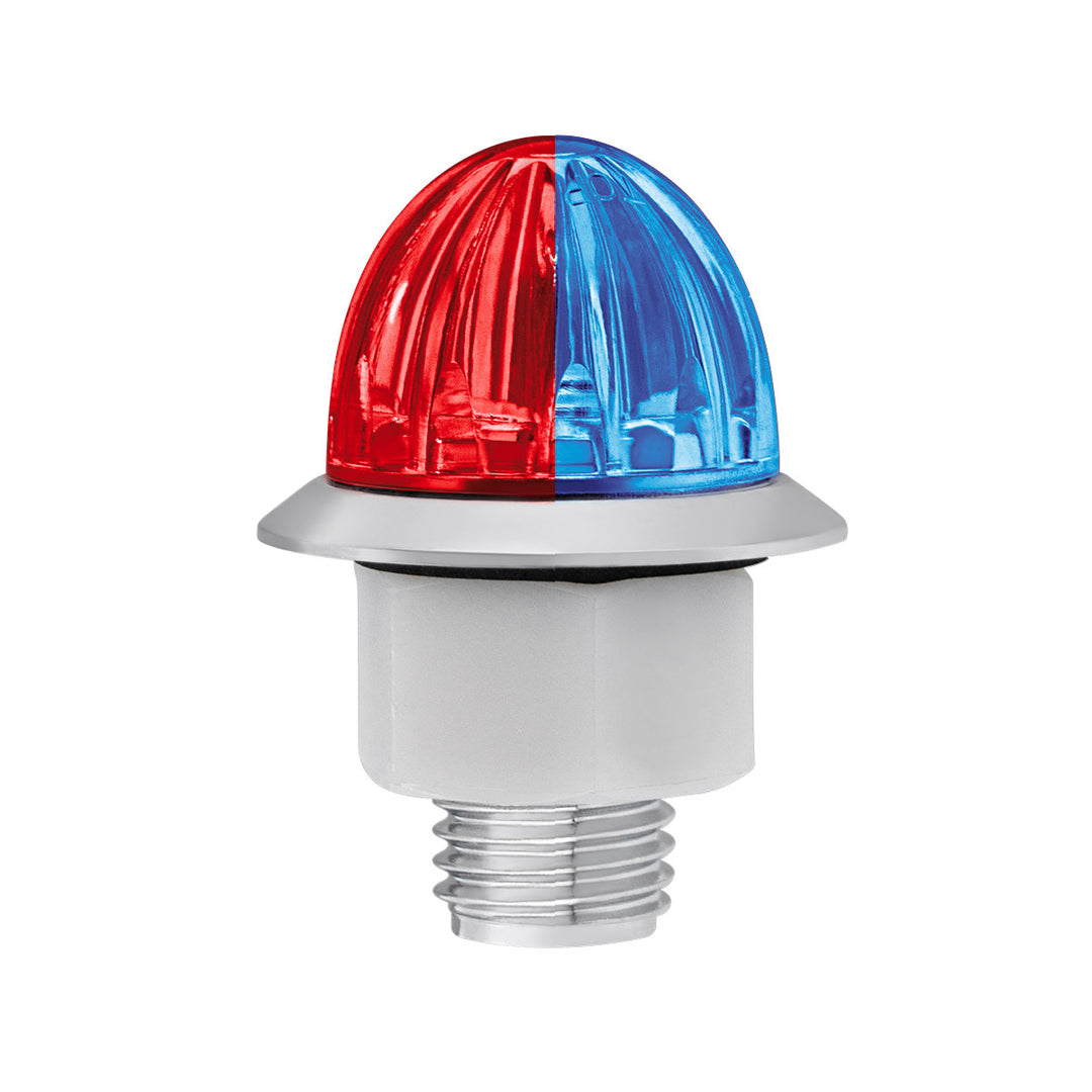 4 LED 3/4" Mini Watermelon Double Fury Light With Clear Lens (Clearance/Marker) - Red &amp; Blue LED