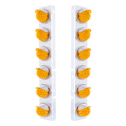 SS Front Air Cleaner Bracket With 12X 17 Amber LED Dual Function Reflector Lights & SS Visors For Peterbilt-Amber Lens