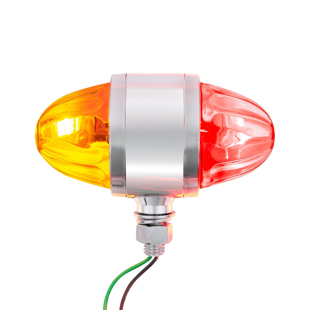 Star-Burst Chrome Double Face Glass Watermelon Light-Amber &amp; Red LED/Clear Lens