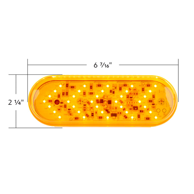 35 LED 6" Oval Sequential Turn Signal Light - Amber LED/Amber Lens