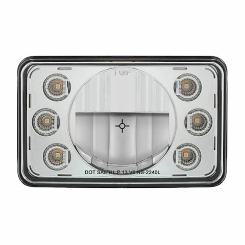 ULTRALIT - 4" X 6" LED Headlight With Dual Function 6 Amber LED Position Lights - Low Beam