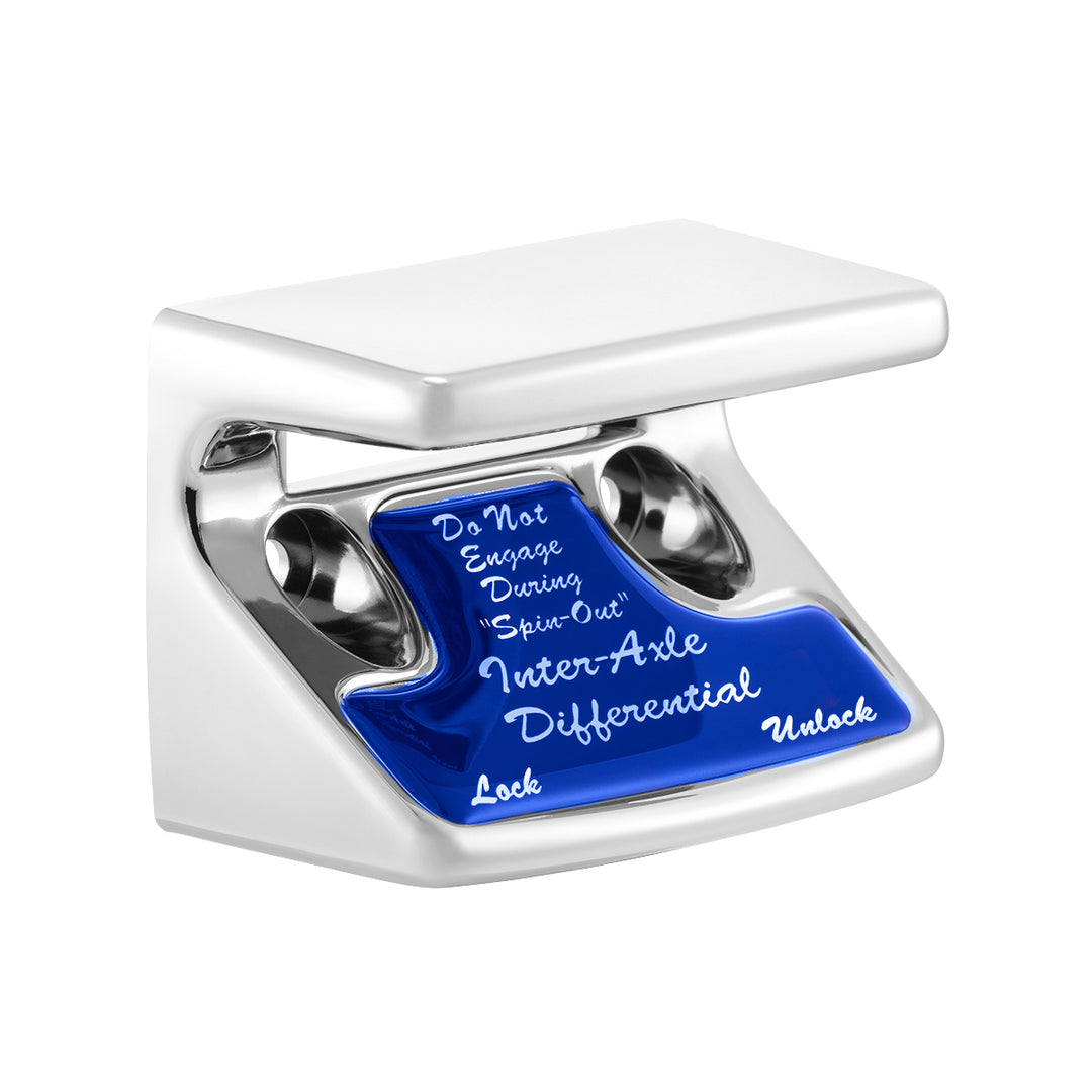 Chrome Plastic Axle/Differential Switch Guard With Glossy Sticker For 1990-2010 Freightliner Classic-Blue