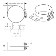 6" Stainless Butt Joint Exhaust Clamp - Straight Bracket