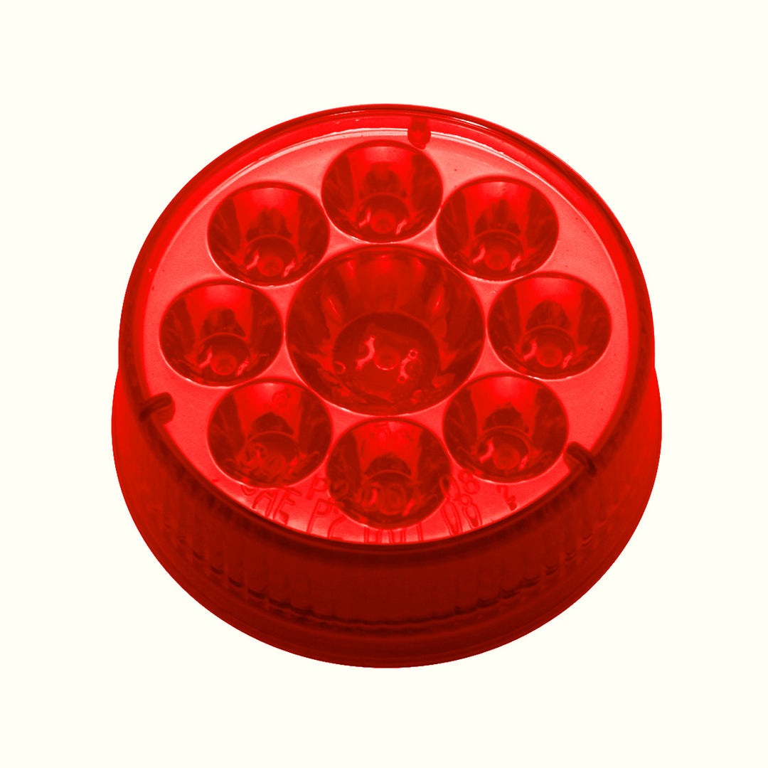 9 LED 2-1/2" Round Pure Reflector Light (Clearance/Marker) - Red LED/Red Lens