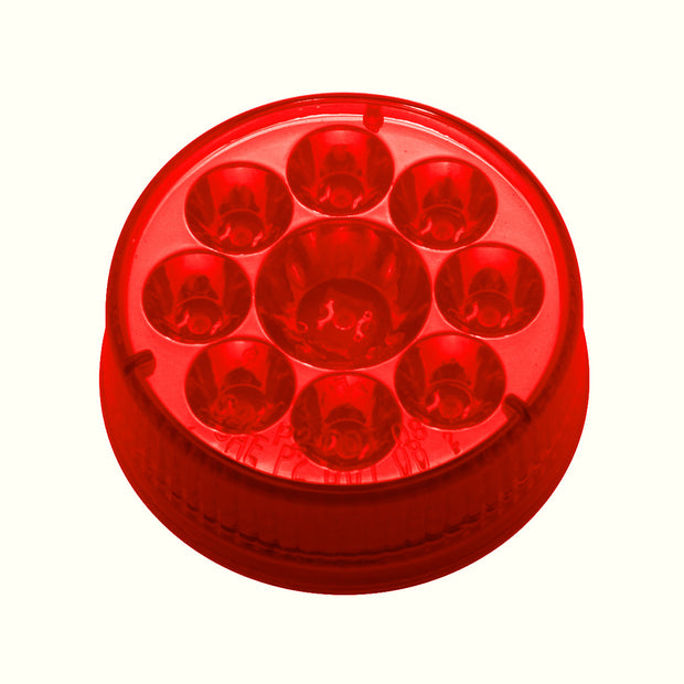 9 LED 2-1/2" Round Pure Reflector Light (Clearance/Marker) - Red LED/Red Lens