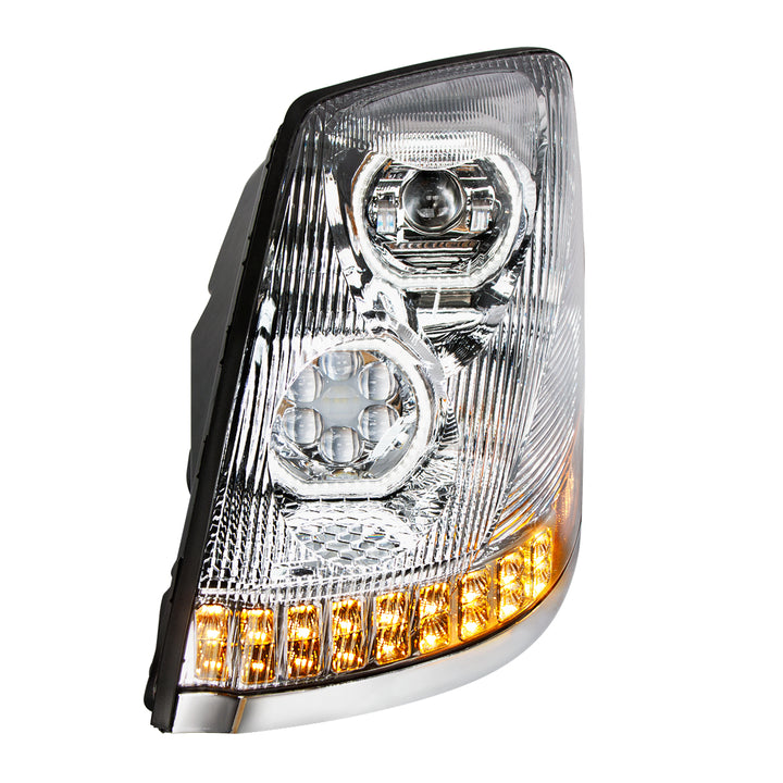 Chrome 10 LED Headlight For 2003-2017 Volvo VN/VNL - Driver Side