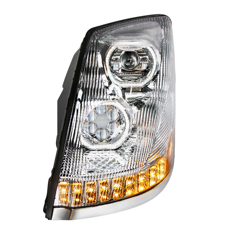 Chrome 10 LED Headlight For 2003-2017 Volvo VN/VNL - Driver Side