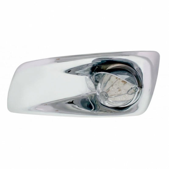 Fog Light Cover With 19 LED Watermelon Light &amp; Visor For 2007-17 KW T660 (Driver) - Amber LED/ Clear Lens