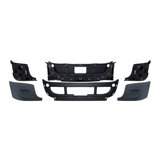 Complete 3-Piece Front Bumper Set Without Fog Light Hole For 2008-2017 Freightliner Cascadia