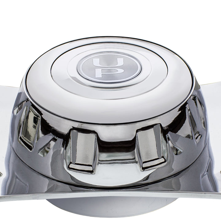18" Chrome Flame Steering Wheel With Hub &amp; Horn Button Kit For Peterbilt (1998-2005) &amp; Kenworth (2001-2002)
