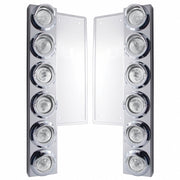 FL SS Front Air Cleaner Bracket W/12X 9 LED 2" Beehive Lights & Visors -Amber LED/Clear Lens