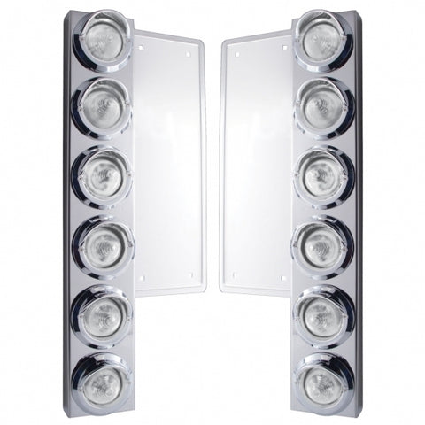 FL SS Front Air Cleaner Bracket W/12X 9 LED 2" Beehive Lights & Visors -Amber LED/Clear Lens