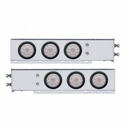 2-1/2" Bolt Pattern Chrome Spring Loaded Bar W/6X 4" 10 LED Lights -Red LED/Clear Lens (Pair)