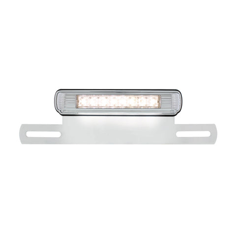 Chrome License Plate Light & Bracket With White LED Backup Light - White LED/Clears Lens
