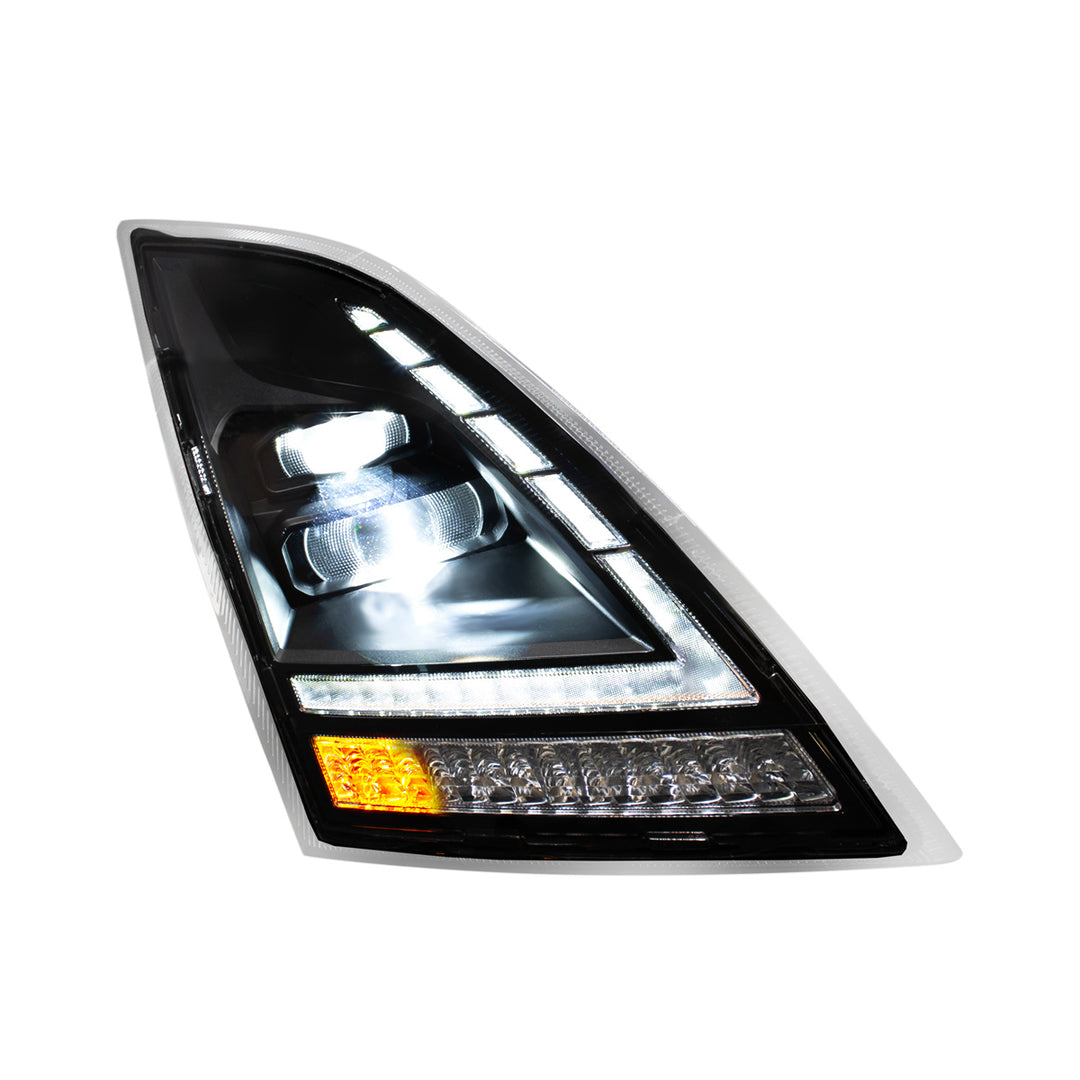 Blackout Full LED Headlight  With Switchable Sequential Turn Signal. 2018-2024 Volvo VNL-Passenger