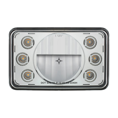 ULTRALIT - 4" X 6" LED Headlight With Dual Function 6 Amber LED Position Lights - High Beam