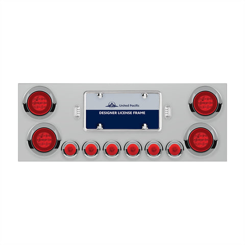 SS Rear Center Panel With 4X 21 LED 4" GloLight & 6X 6 LED 2" GloLight & Visors -Red LED & Lens