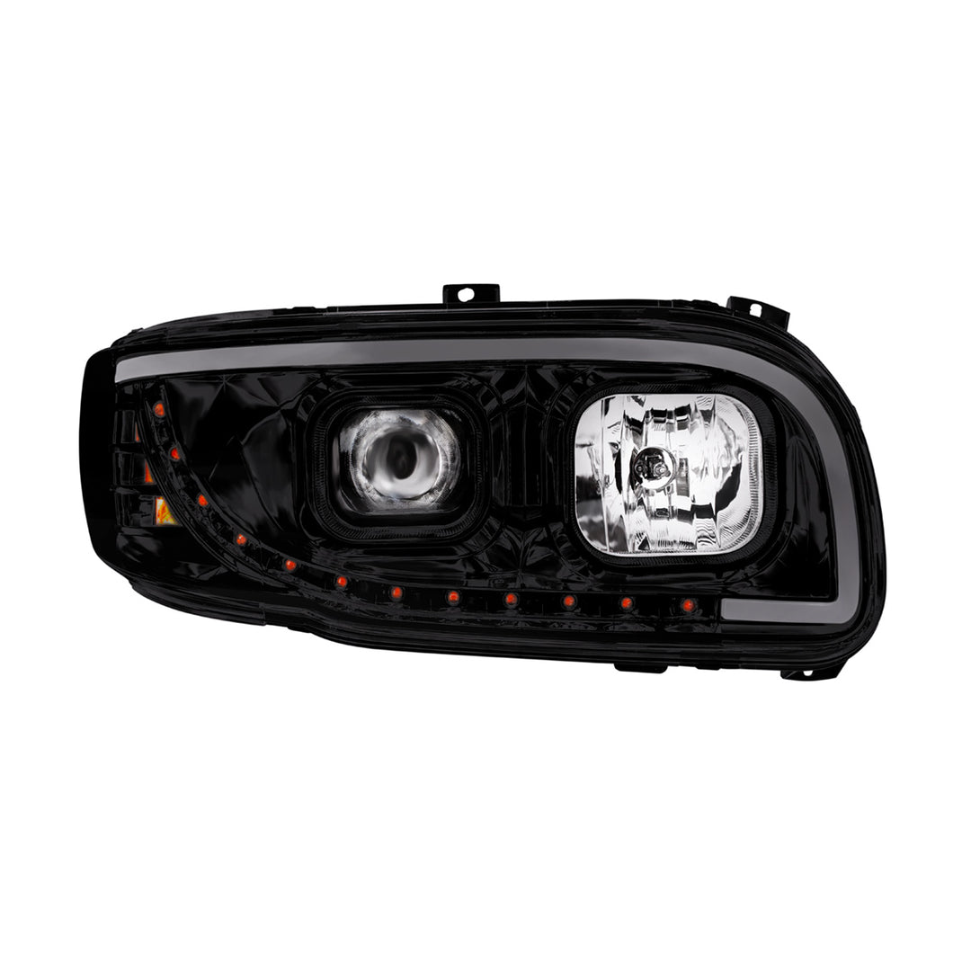 Blackout Projection Headlight With LED Turn Signal &amp; Light Bar For 2008-2024 Peterbilt 389-Passenger