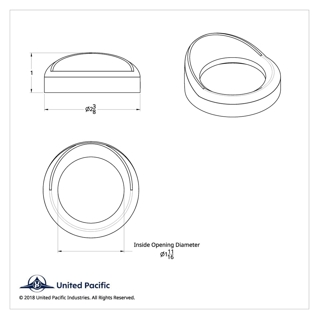 2-1/4" Pyrometer Gauge Bezel For Kenworth With Visor