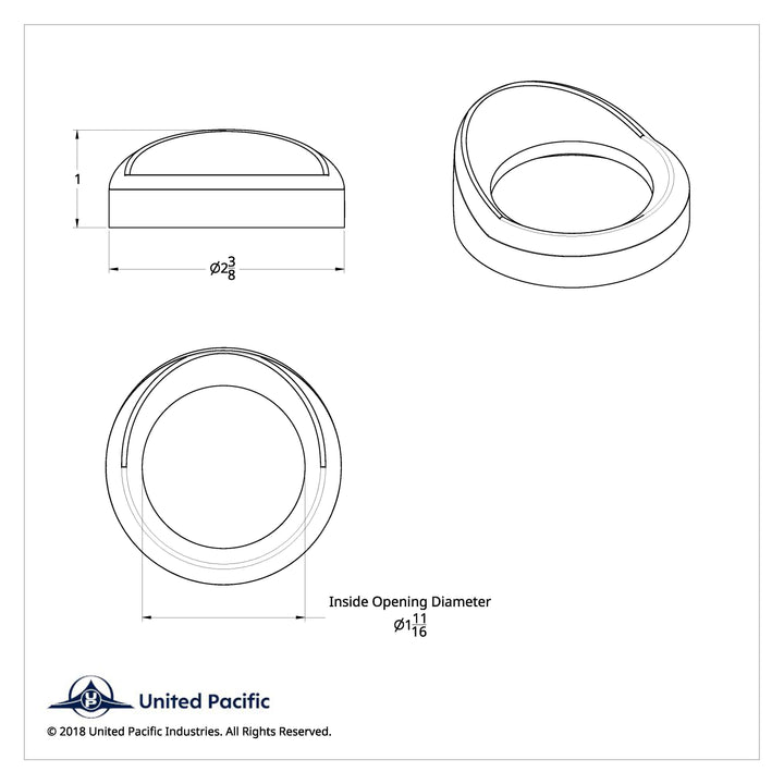 2-1/4" Pyrometer Gauge Bezel For Kenworth With Visor