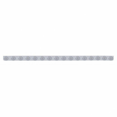 79-1/2" Stainless Bumper Light Bracket With 16X 9 LED 2" Lights & Bezels - Amber LED/Clear Lens