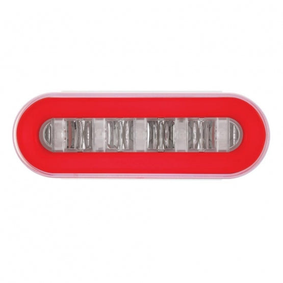 22 LED 6" Oval GloLight Kit With Divider Bar Inner Design (Stop, Turn &amp; Tail) - Red LED/Red Insert (Each)