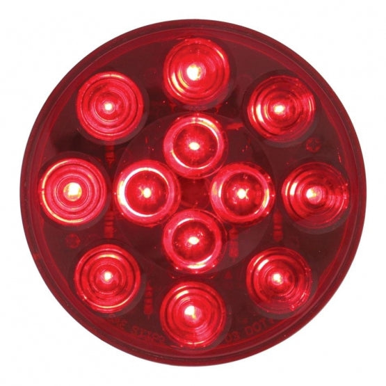 12 LED 4" Round Light (Stop, Turn &amp; Tail) - Red LED/Red Lens