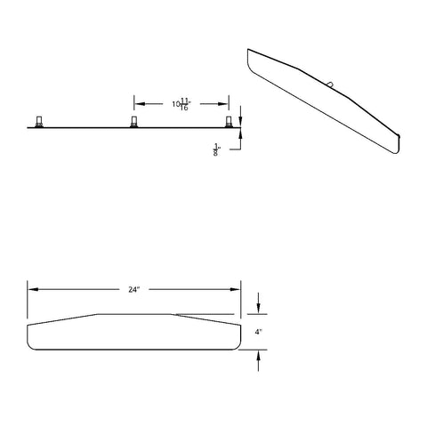 4" X 24" 304 Stainless Standard Bottom Mud Flap Plate - Welded Stud
