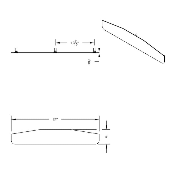 4" X 24" 304 Stainless Standard Bottom Mud Flap Plate - Welded Stud