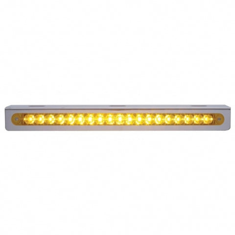 12-3/4" Stainless Light Bracket With 19 LED 12" Light Bar - Amber LED/Amber Lens