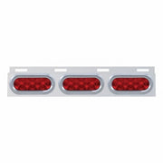 Stainless Top Mud Flap Plate With Three 10 LED Lights & Visor - Red LED/Red Lens (Each)