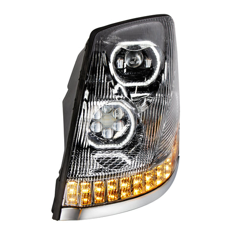 Black 10 LED Headlight For 2003-2017 Volvo VN/VNL - Driver Side